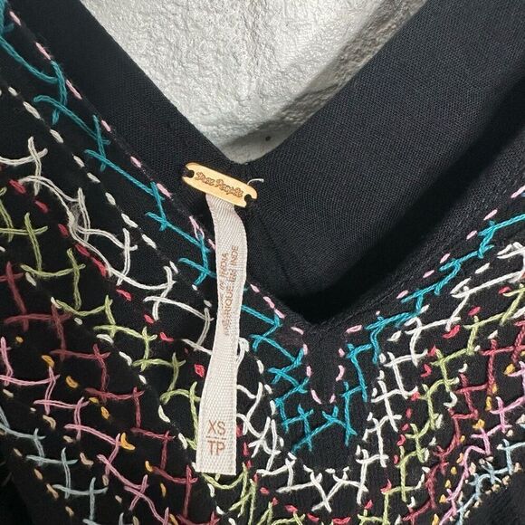 Free People These Eyes Together Black Mini Dress size XS - Picture 2 of 7